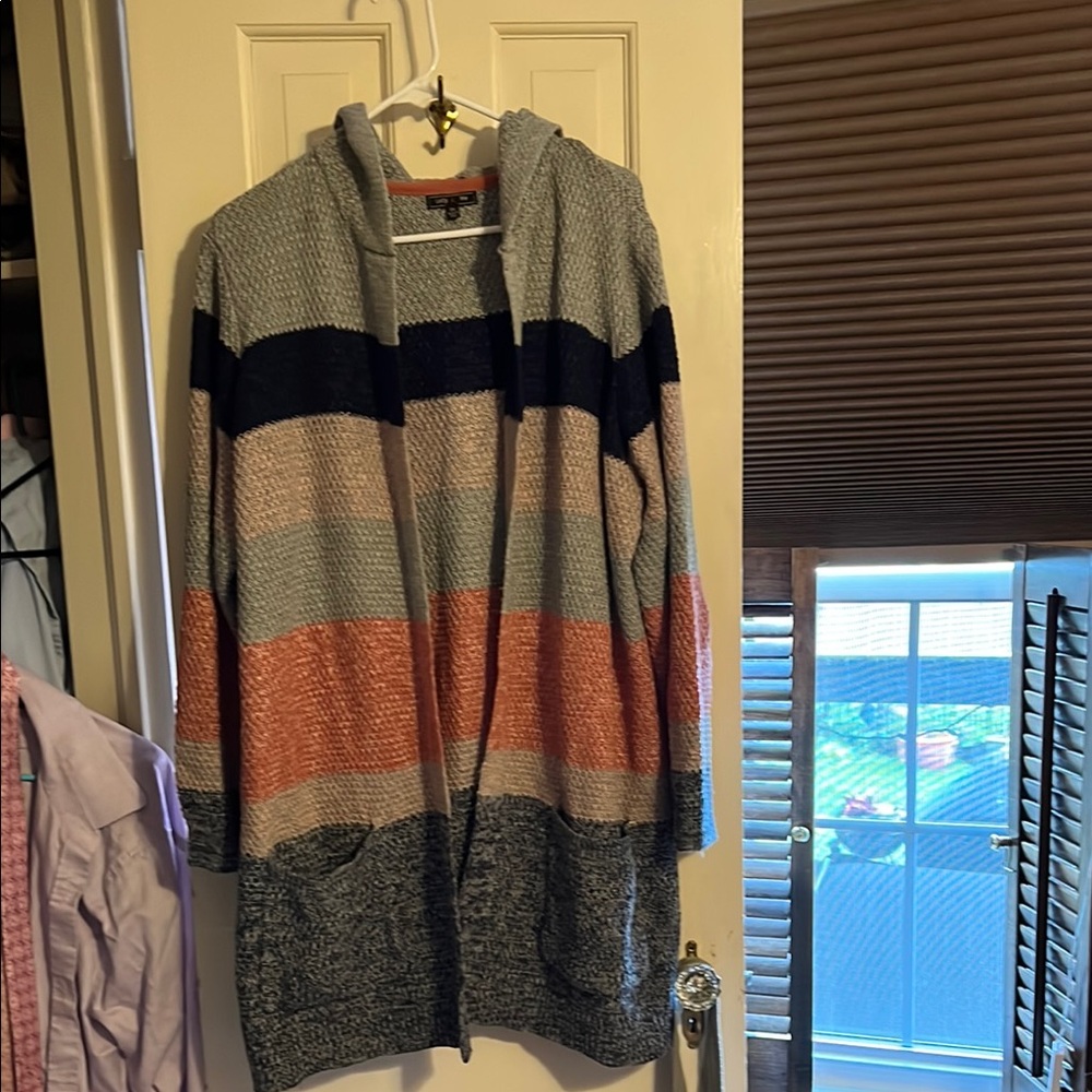 Striped Hooded Sweater - Multicolor